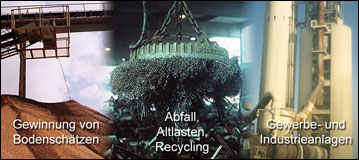 Oberirdische Gewinnung von Bodensch�tzen; Abfall,Altlasten,Recycling; Gewerbe und Industrieanlagen
